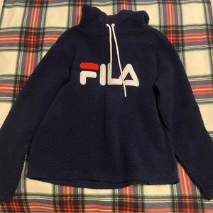 Dark blue Fila fuzzy hoodie